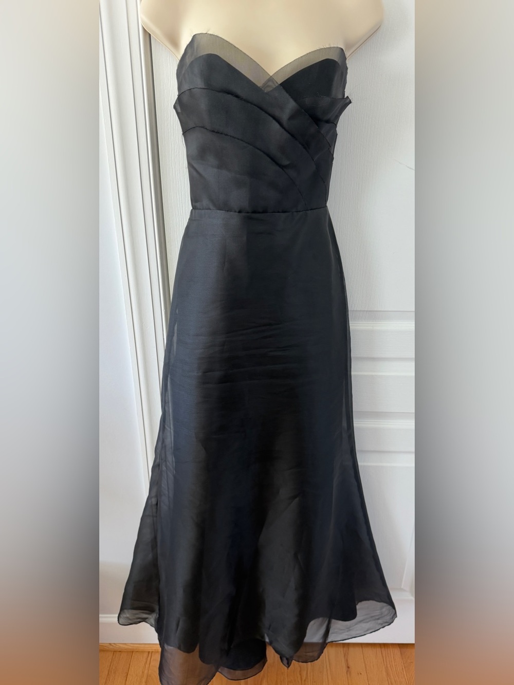 Black Strapless Organza Formal Dress Size 8 Prom Evening Gown Fits Like 6
